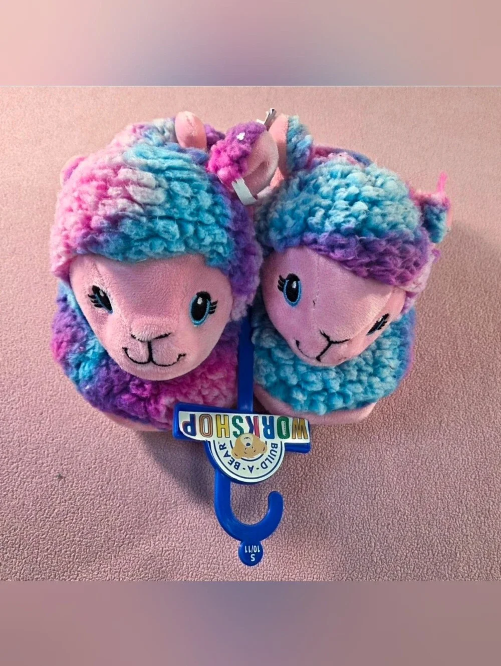 Build-A-Bear Multicolor Plush Lamb Slippers - Pink, Blue & Purple